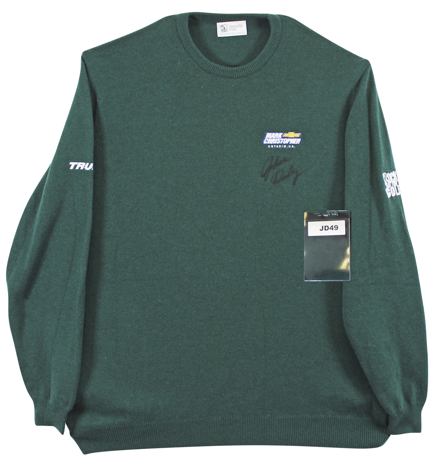 John Daly Signed Match Worn Dark Green Johnstons of Elgin Cashmere Sweater BAS
