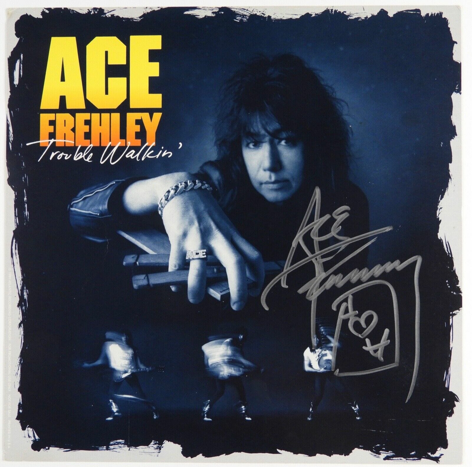 Ace Frehley KISS JSA Autograph Signed Album Flat Trouble Walkin' Opens ...