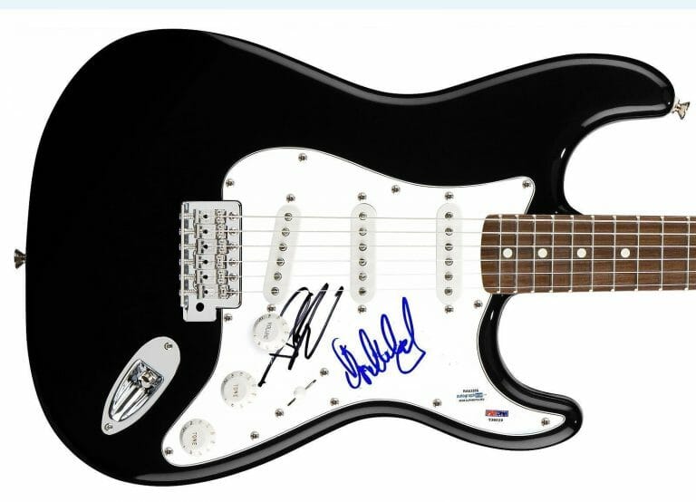 AEROSMITH AUTOGRAPHED X2 SIGNED GUITAR STEVEN TYLER ACOA
 COLLECTIBLE MEMORABILIA