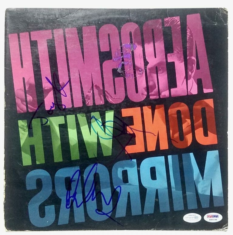 AEROSMITH AUTOGRAPHED X3 SIGNED DONE WITH MIRRORS RECORD ALBUM LP ACOA
 COLLECTIBLE MEMORABILIA