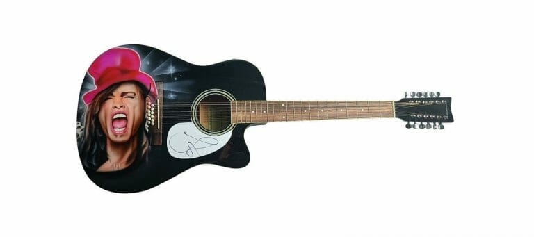AEROSMITH STEVEN TYLER AUTOGRAPHED HAND AIRBRUSHED 12-STRING GUITAR
 COLLECTIBLE MEMORABILIA