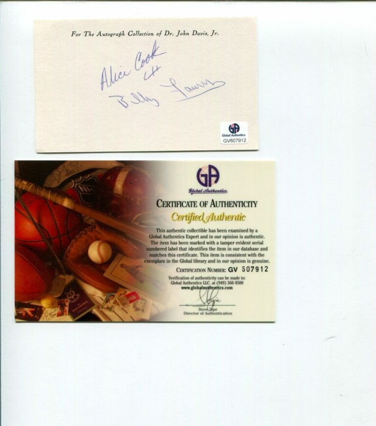 ALICE COOK WILLIAM FAUVER US OLYMPIC PAIR FIGURE SKATER SIGNED AUTOGRAPH GA COA
 COLLECTIBLE MEMORABILIA