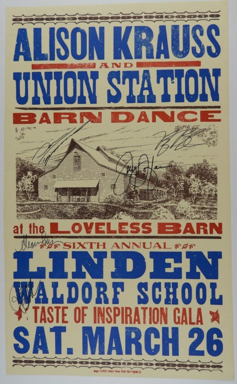 ALISON KRAUSS & UNION STATION HATCH SHOW PRINT POSTER JSA SIGNED AUTOGRAPH
 COLLECTIBLE MEMORABILIA