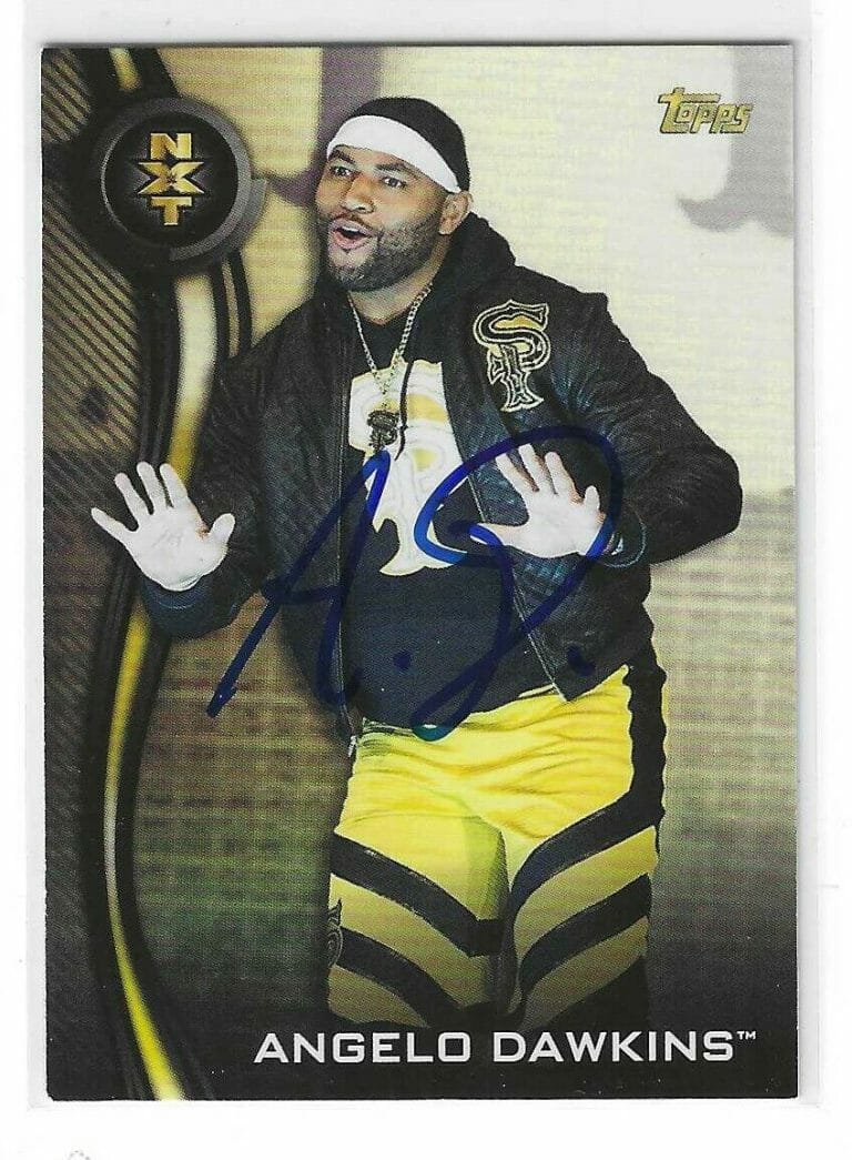 ANGELO DAWKINS SIGNED 2019 TOPPS WWE NXT CARD #4 STREET PROFITS
 COLLECTIBLE MEMORABILIA