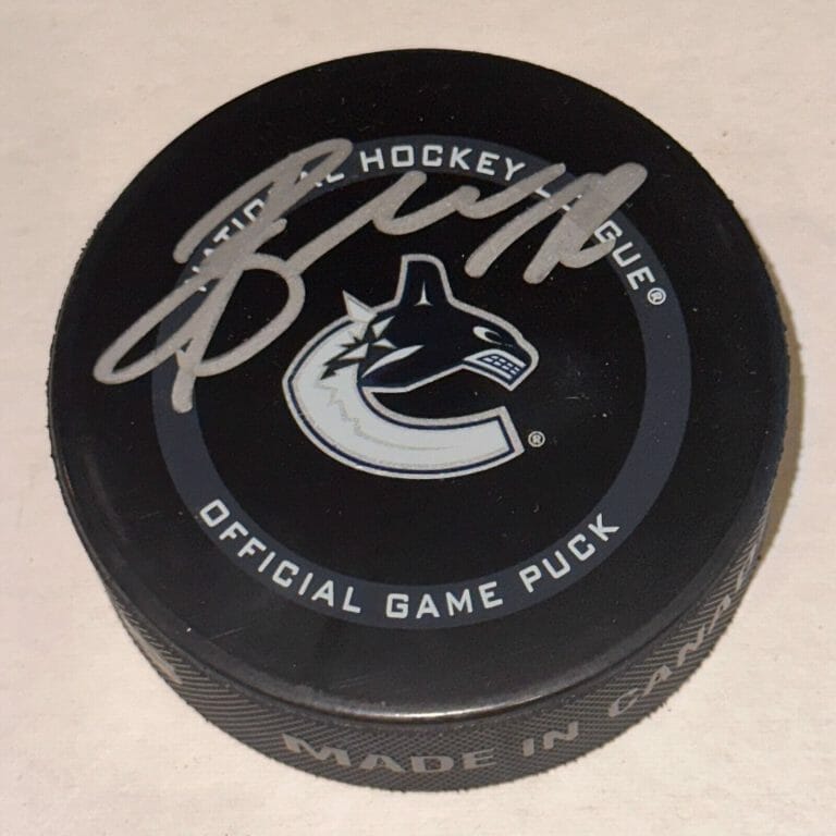 ANTHONY BEAUVILLIER SIGNED VANCOUVER CANUCKS OFFICIAL GAME PUCK BECKETT AUTH BAS
 COLLECTIBLE MEMORABILIA
