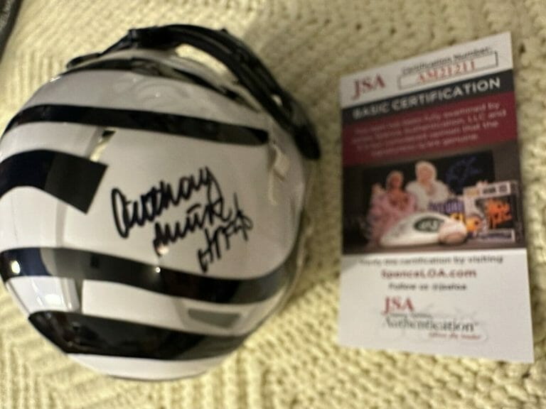 ANTHONY MUNOZ BENGALS SIGNED WHITE TIGER MINI HELMET JSA AUTHENTICATED COA
 COLLECTIBLE MEMORABILIA