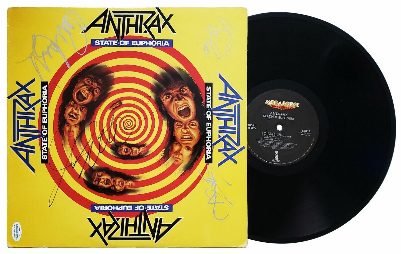 Anthrax Autographed Signed State Of Euphoria Album Record LP ACOA

