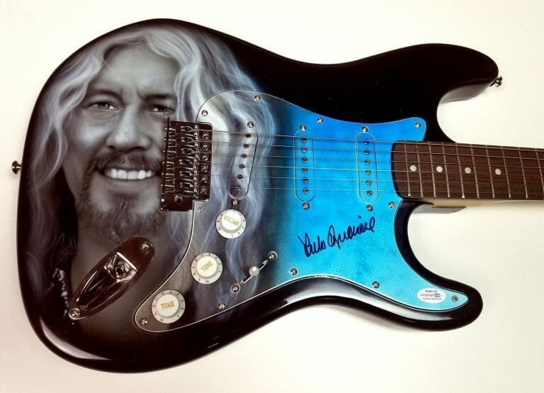 ARLO GUTHRIE AUTOGRAPHED SIGNED CUSTOM AIRBRUSHED GUITAR ACOA
 COLLECTIBLE MEMORABILIA