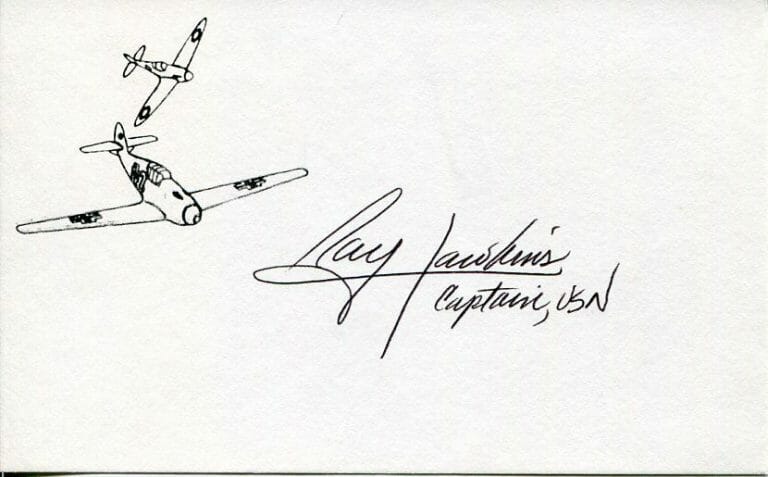 ARTHUR RAY HAWKINS USN NAVY WWII WAR FIGHTER PILOT DOUBLE ACE SIGNED AUTOGRAPH
 COLLECTIBLE MEMORABILIA