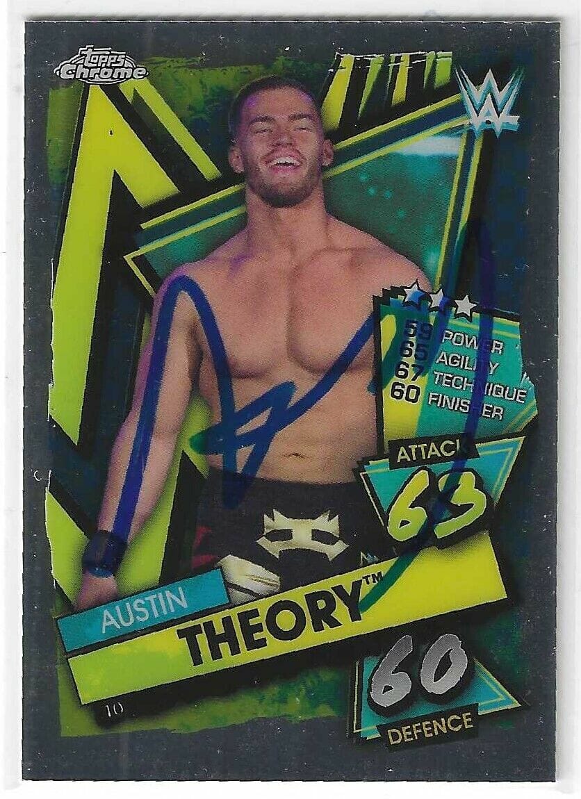 Austin Theory Signed 2021 Topps Chrome WWE Slam Attax Game Card #10
Opens in a new window or tab
