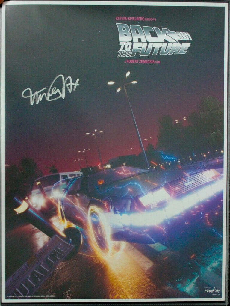 BACK TO THE FUTURE 18×24 OLIVER RANKIN POSTER SIGNED BY MICHAEL J FOX ACOA
 COLLECTIBLE MEMORABILIA