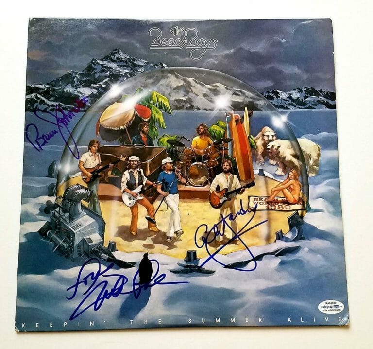 BEACH BOYS AUTOGRAPHED X3 SIGNED ALBUM COVER LP ACOA
 COLLECTIBLE MEMORABILIA