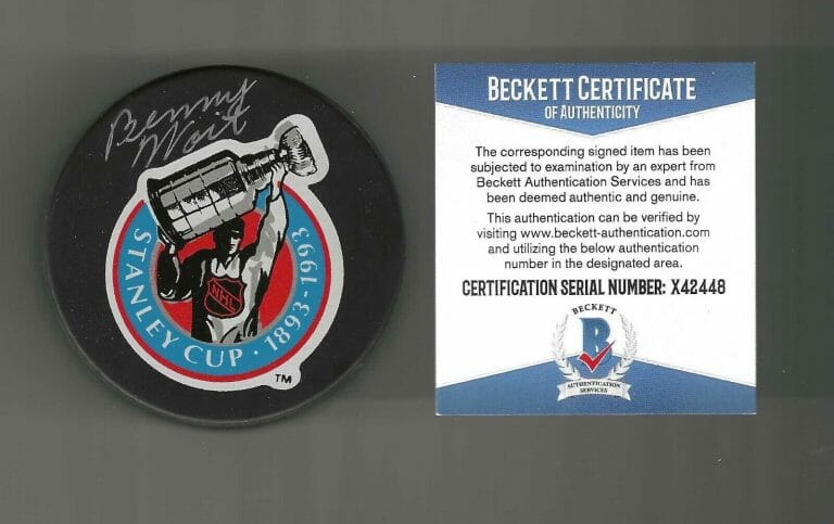 BENNY WOIT SIGNED 1993 STANLEY CUP CENTENNIAL BETTMAN GAME PUCK BECKETT COA
 COLLECTIBLE MEMORABILIA