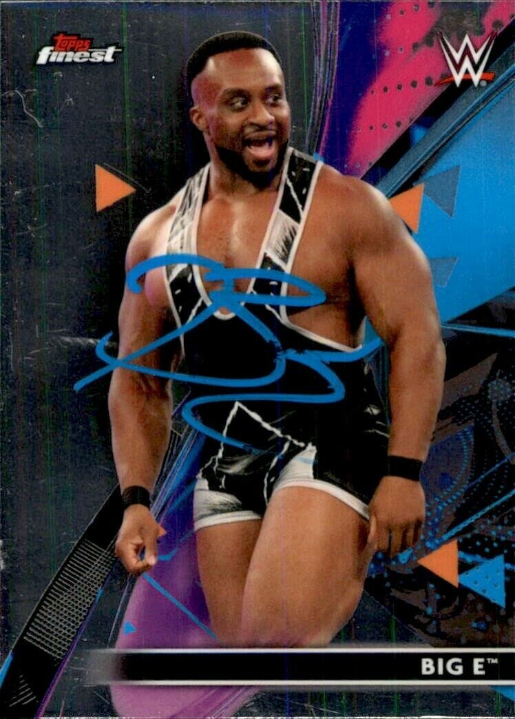 BIG E SIGNED 2021 TOPPS FINEST WWE SMACK DOWN CARD #46 NEW DAY
 COLLECTIBLE MEMORABILIA