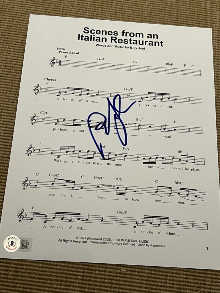 Billy Joel Autographed Memorabilia Signed Albums, Photos & Guitars