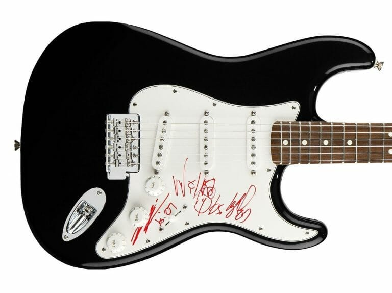 BLOODSIMPLE AUTOGRAPHED SIGNED GUITAR
 COLLECTIBLE MEMORABILIA