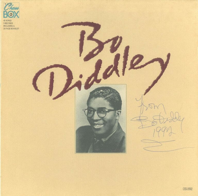 BO DIDDLEY AUTOGRAPHED CHESS RECORDS BOX SET, SUPER COOL! ACOA
 COLLECTIBLE MEMORABILIA