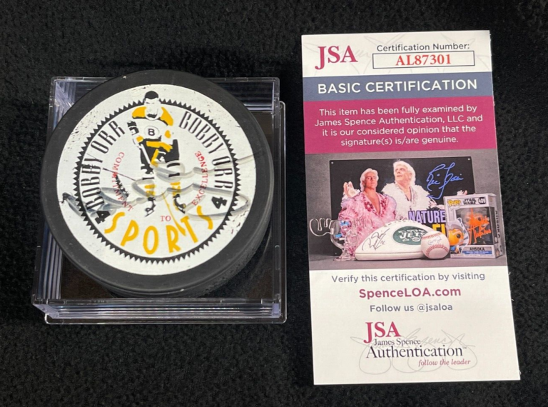 BOBBY ORR SIGNED BOSTON BRUINS SOUVENIR PUCK JSA COA
 COLLECTIBLE MEMORABILIA