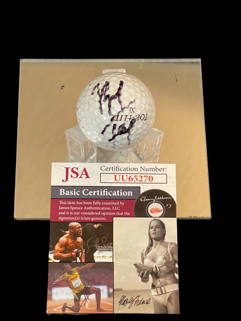 BRAD FAXON PGA RYDER CUP WALKER FURMAN UNIVERSITY SIGNED AUTOGRAPH GOLF BALL JSA
 COLLECTIBLE MEMORABILIA