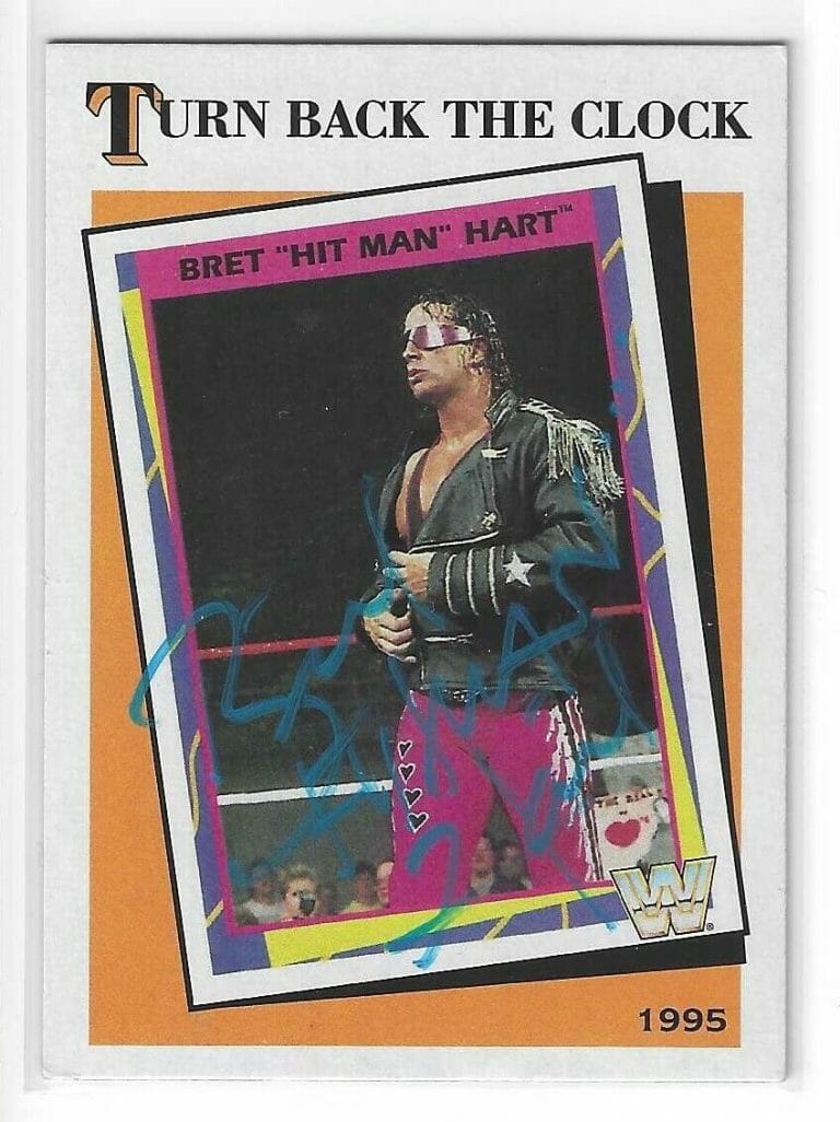 BRET “HIT MAN” HART SIGNED 2016 TOPPS WWE CARD #14
 COLLECTIBLE MEMORABILIA