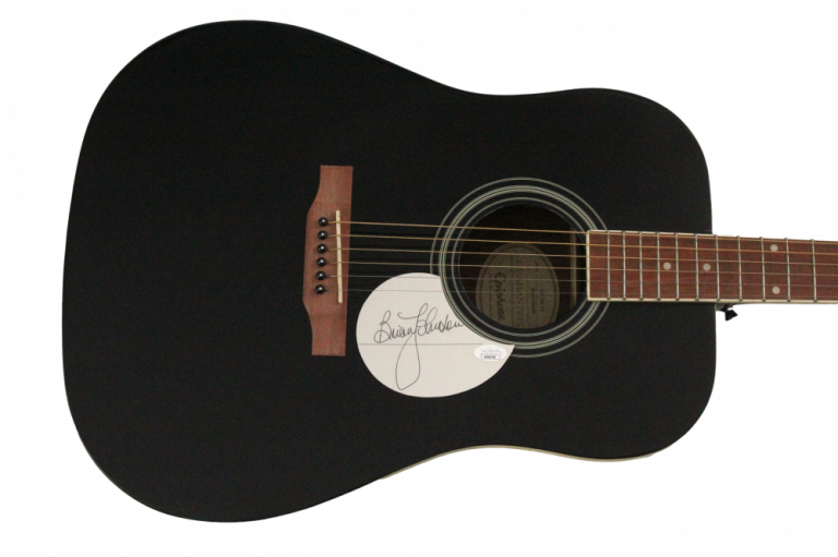 BRIAN JOHNSON AC/DC SIGNED AUTOGRAPH FULL SIZE GIBSON EPIPHONE GUITAR W/ JSA COA
 COLLECTIBLE MEMORABILIA