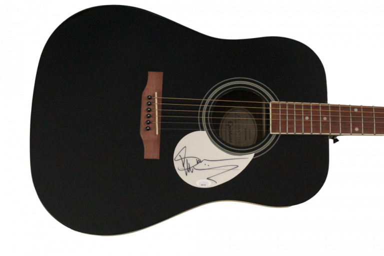 BRUCE DICKINSON IRON MAIDEN SIGNED AUTOGRAPH GIBSON EPIPHONE GUITAR W/ JSA COA
 COLLECTIBLE MEMORABILIA
