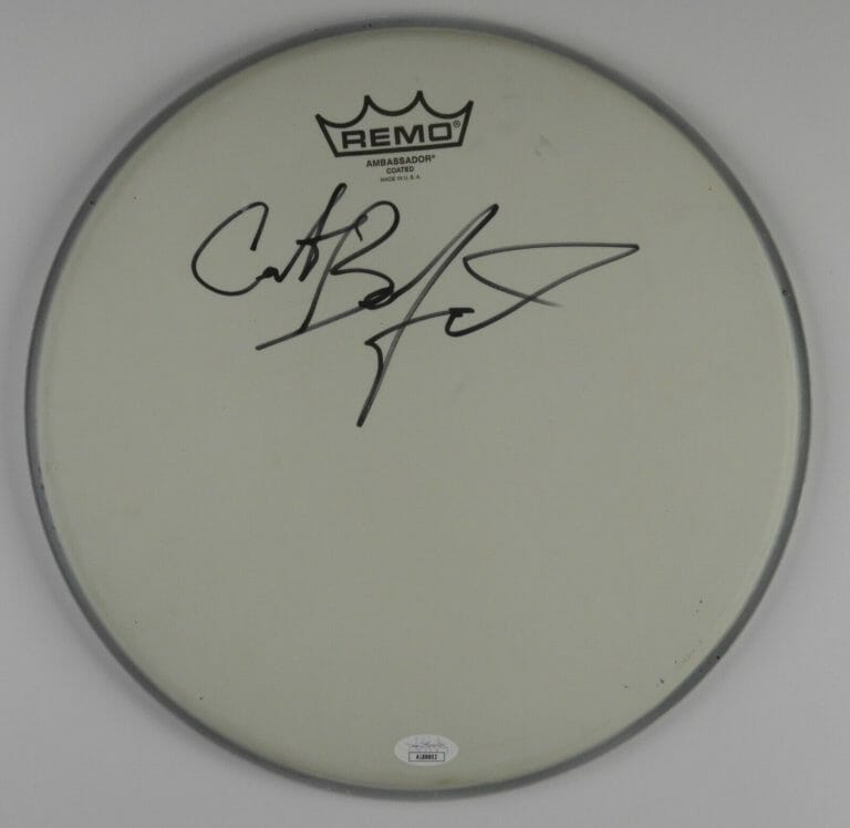 CARTER BEAUFORD JSA AUTOGRAPH SIGNED DRUM HEAD 12″ DAVE MATTHEWS BAND
 COLLECTIBLE MEMORABILIA