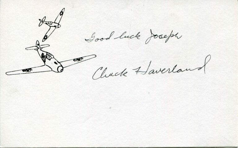 CHARLES HAVERLAND USN NAVY WWII WAR FIGHTER PILOT ACE DFC SIGNED AUTOGRAPH
 COLLECTIBLE MEMORABILIA