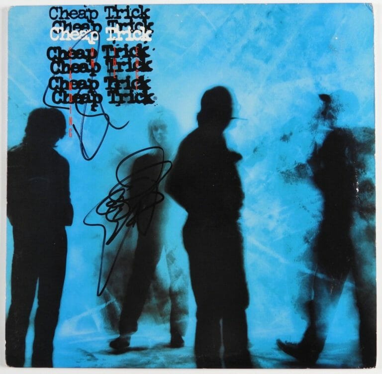 Cheap Trick band signed Standing on the Edge album Vinyl COA proof Robin Zander,Rick Nielsen star Cheap Trick band signed Standing on the Edge album Vinyl COA proof Robin Zander,Rick Nielsen star