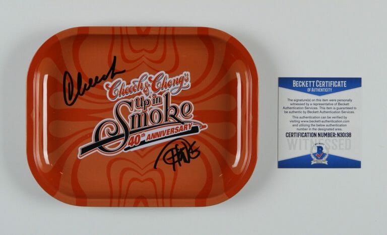 CHEECH AND CHONG SIGNED LARGE ROLLING TRAY AUTOGRAPH BECKETT BAS COA
 COLLECTIBLE MEMORABILIA
