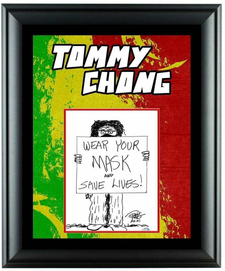 CHEECH AND CHONG TOMMY CHONG HAND DRAWN MASK SKETCH FRAMED DISPLAY ACOA
 COLLECTIBLE MEMORABILIA