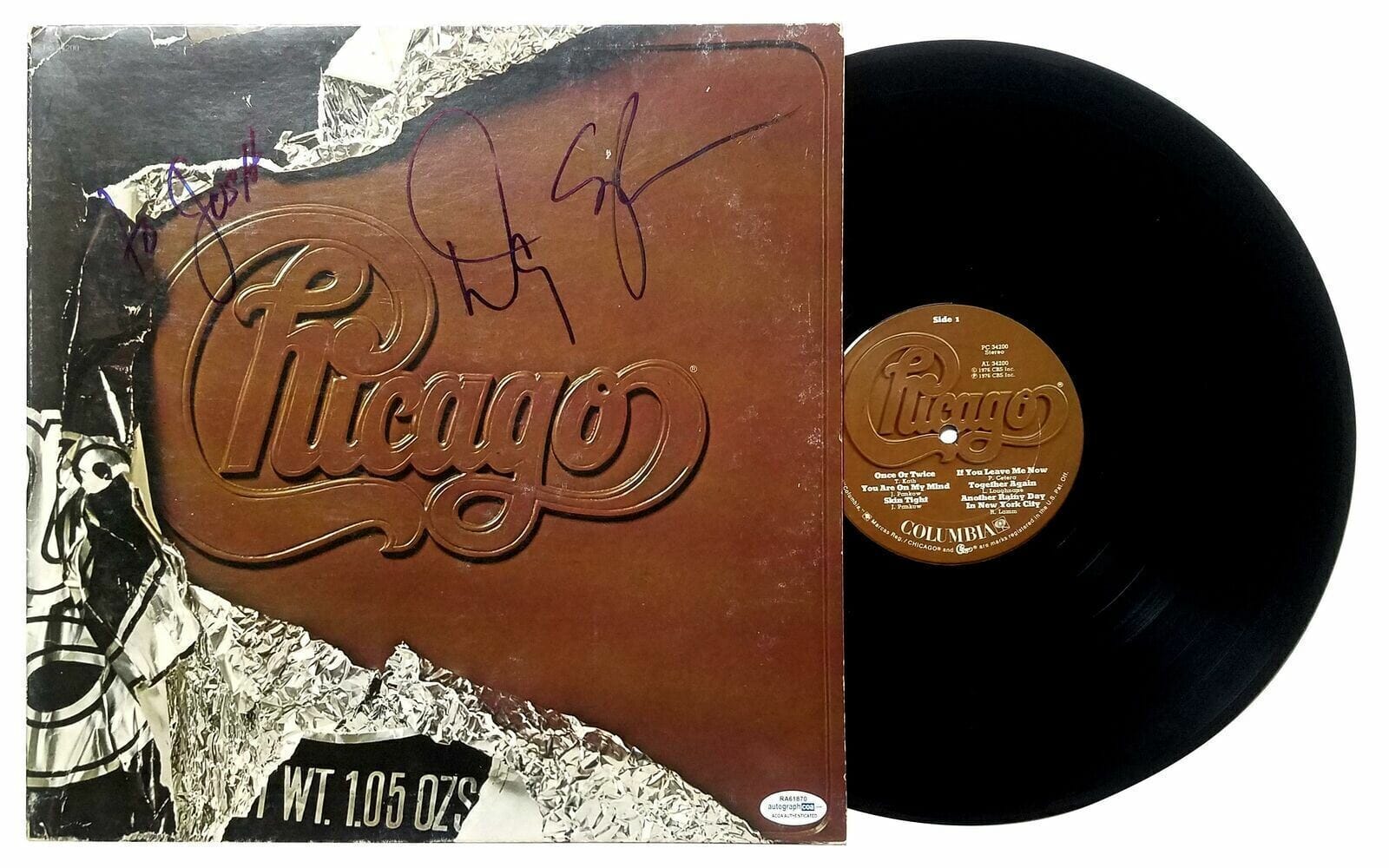 Chicago Danny Seraphine Autographed Signed Record Album LP ACOA
