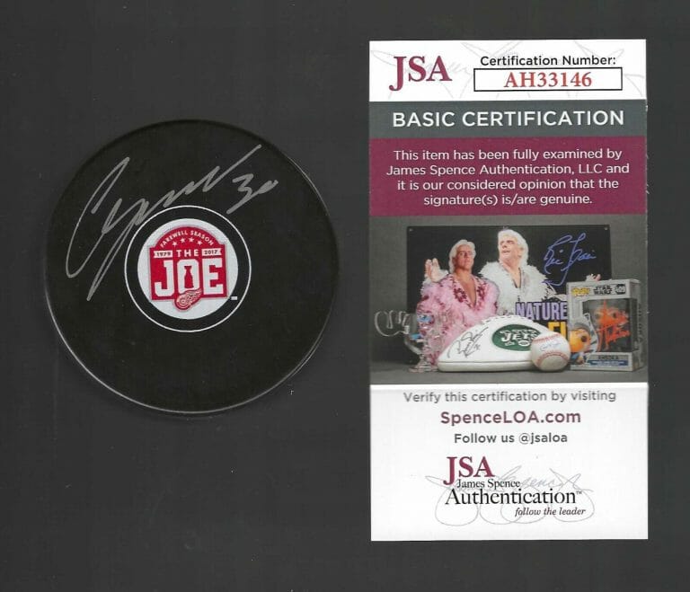 CHRIS OSGOOD SIGNED DETROIT RED WINGS JOE LOUIS ARENA FAREWELL JLA PUCK JSA COA
 COLLECTIBLE MEMORABILIA