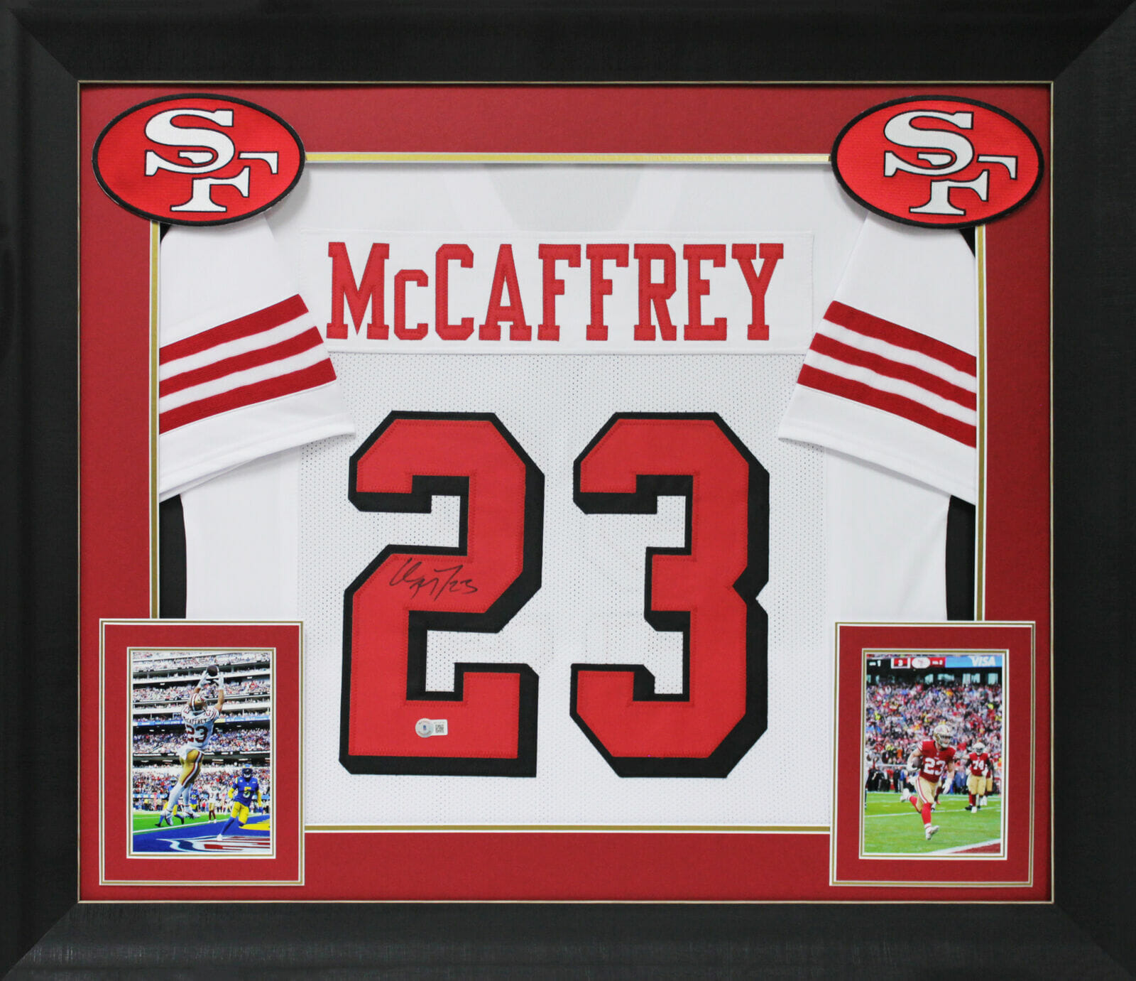 Christian McCaffrey Autographed Red Pro Style Jersey- Beckett