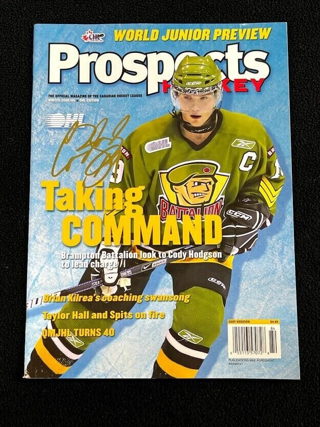 CODY HODGSON SIGNED CHL PROSPECTS MAGAZINE 2008/09 WINTER EDITION BATTALION
 COLLECTIBLE MEMORABILIA