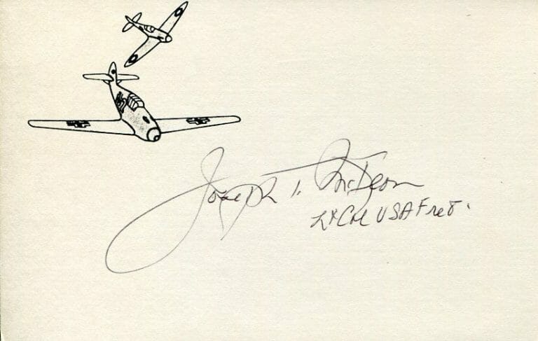 COLONEL JOSEPH MCKEON USAAF WWII WAR FIGHTER PILOT ACE RARE SIGNED AUTOGRAPH
 COLLECTIBLE MEMORABILIA
