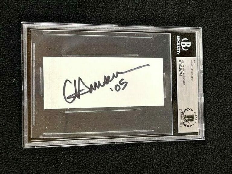 COURTNEY HANSEN SIGNED BECKETT CERTIFIED CUT AUTOGRAPH OVERHAULIN’ NBC SPORTS
 COLLECTIBLE MEMORABILIA