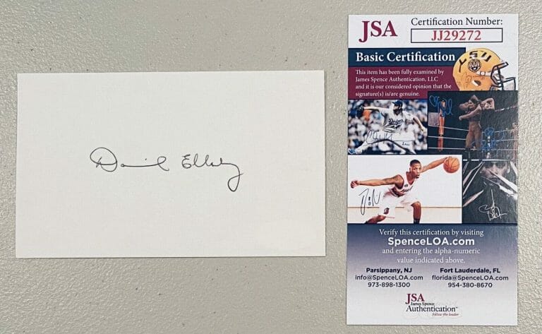 DANIEL ELLSBERG SIGNED AUTOGRAPHED 3×5 CARD JSA CERTIFIED PENTAGON PAPERS
 COLLECTIBLE MEMORABILIA