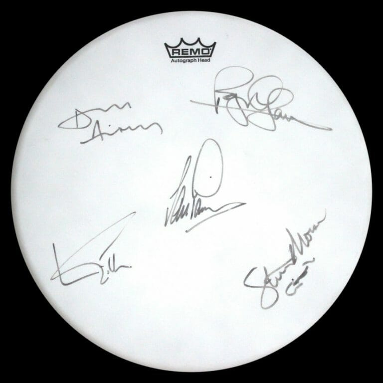 DEEP PURPLE SIGNED DRUMHEAD IAN GILLAN, IAN, ROGER, DON, STEVE!! ACOA
 COLLECTIBLE MEMORABILIA