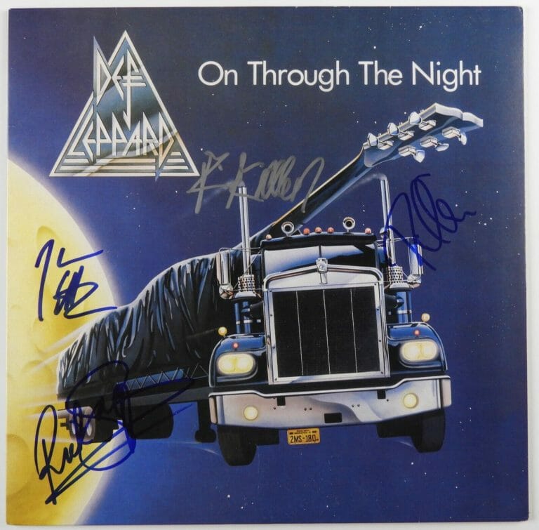 DEF LEPPARD JSA FULLY SIGNED ON THROUGH THE NIGHT AUTOGRAPH ALBUM RECORD VINYL
 COLLECTIBLE MEMORABILIA