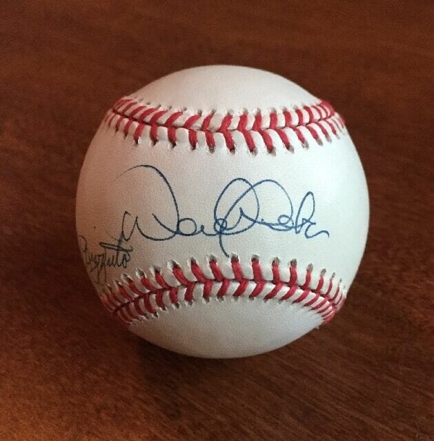 DEREK JETER & PHIL RIZZUTO SIGNED RAWLINGS OMLB JSA/LOA Y54056
 COLLECTIBLE MEMORABILIA