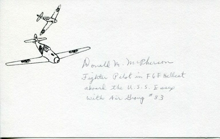 DONALD MCPHERSON WWII WAR USN NAVY FIGHTER PILOT ACE HELLCAT SIGNED AUTOGRAPH
 COLLECTIBLE MEMORABILIA