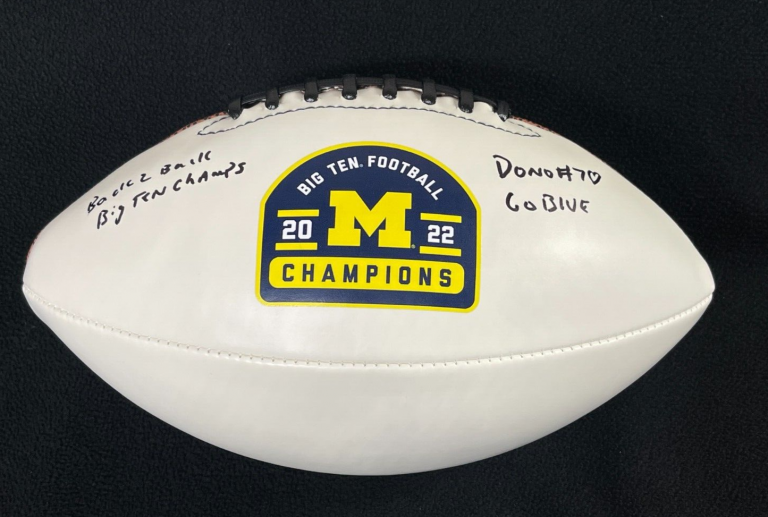 DONOVAN EDWARDS SIGNED 2X INSCRIBED MICHIGAN WOLVERINES BIG TEN CHAMPS FOOTBALL
 COLLECTIBLE MEMORABILIA