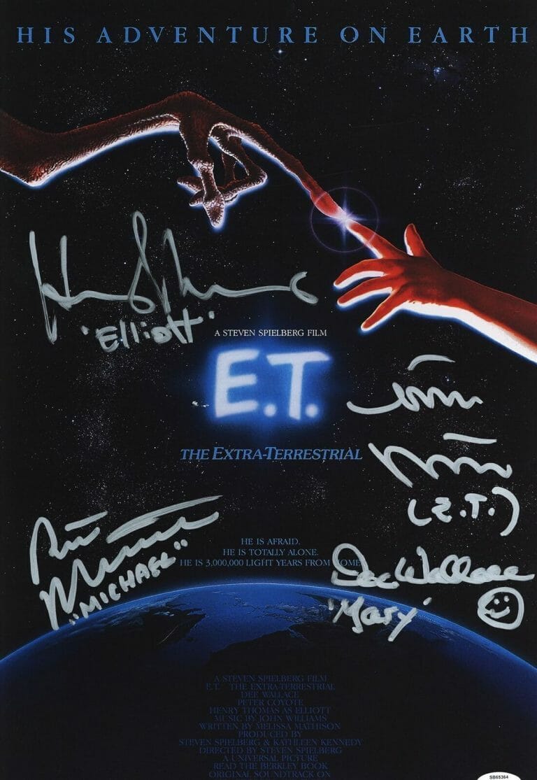 E.T. THE EXTRA TERRESTRIAL CAST SIGNED 12×18 MOVIE POSTER EXACT PROOF ACOA
 COLLECTIBLE MEMORABILIA