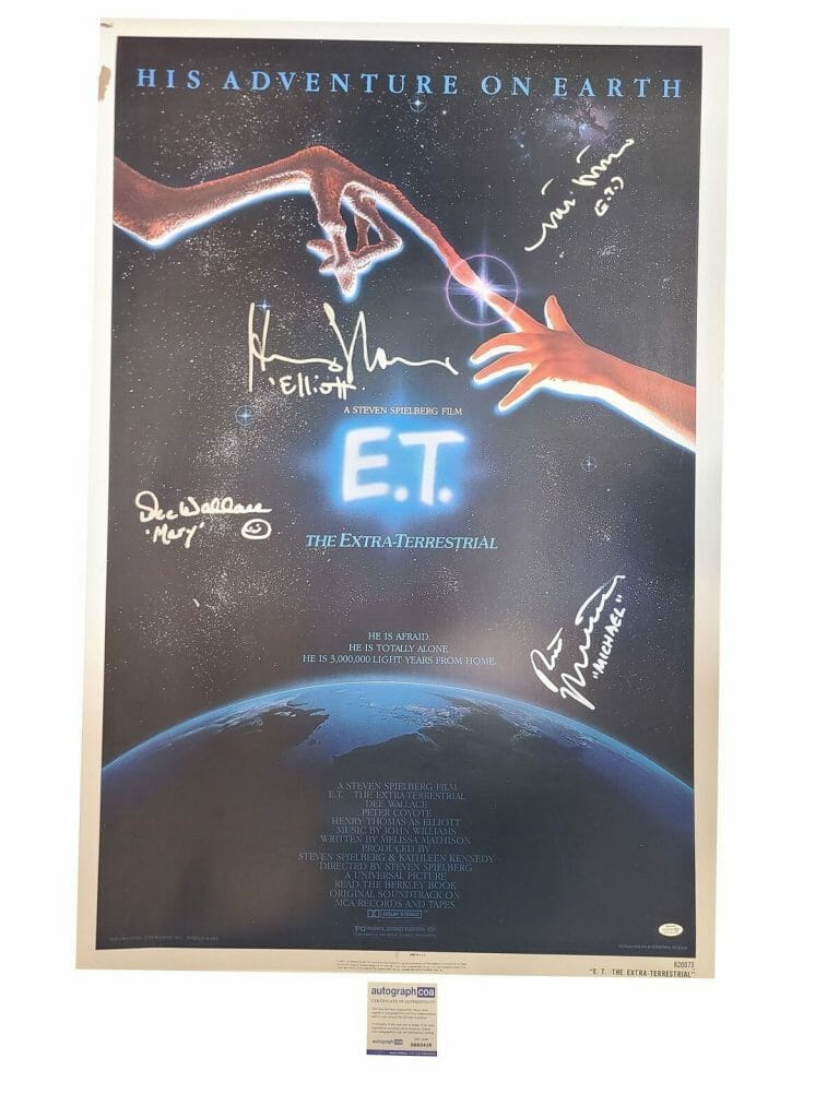 E.T. THE EXTRA TERRESTRIAL CAST SIGNED 27×41 MOVIE POSTER EXACT PROOF ACOA
 COLLECTIBLE MEMORABILIA