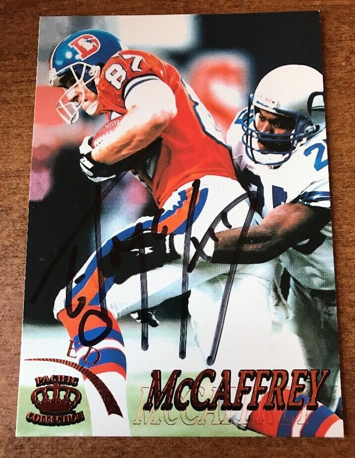 ED MCCAFFREY 1996 PACIFIC COLLECTION JUMBO SIGNED CARD AUTOGRAPHED JSA COA
 COLLECTIBLE MEMORABILIA