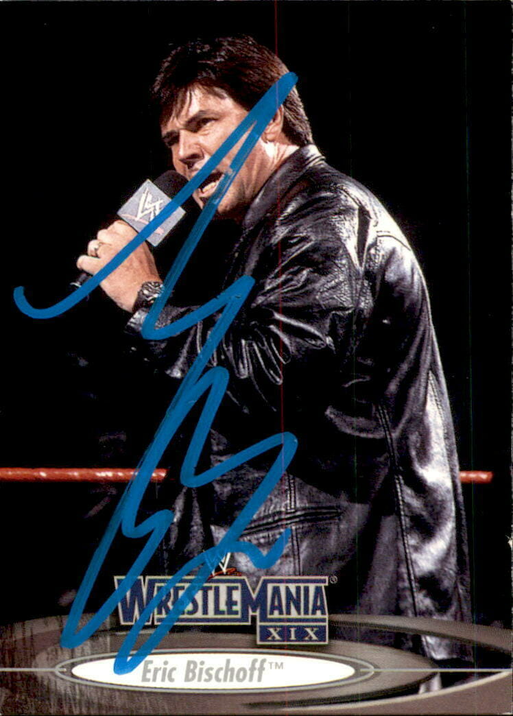 ERIC BISCHOFF SIGNED 2003 FLEER WWE WRESTLE MANIA XIX CARD #9
 COLLECTIBLE MEMORABILIA