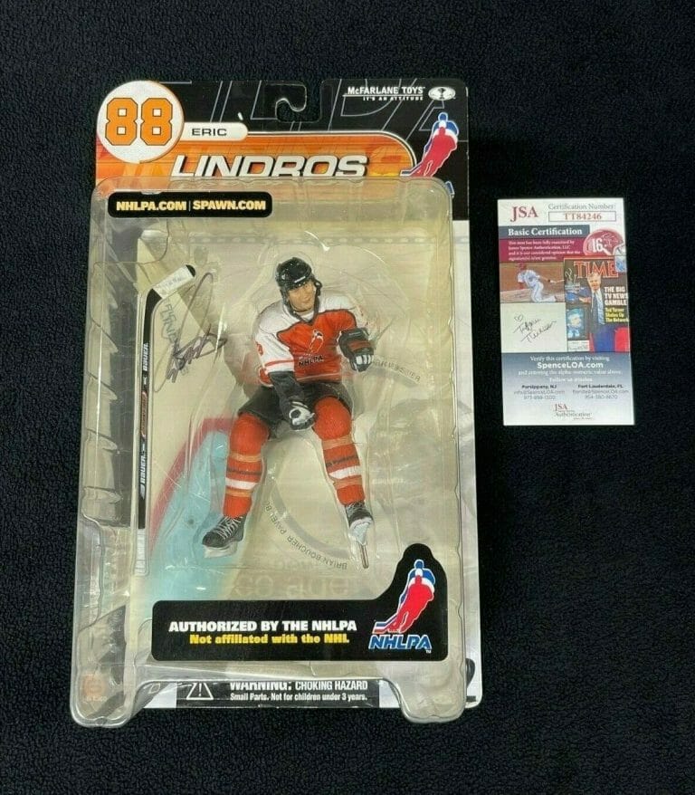 ERIC LINDROS SIGNED PHILADELPHIA FLYERS MCFARLANE ACTION FIGURE JSA COA
 COLLECTIBLE MEMORABILIA