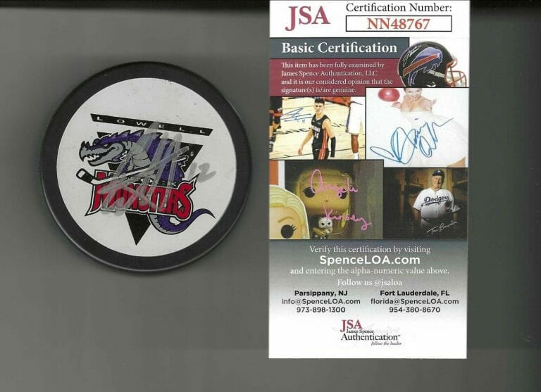 ERIC STAAL SIGNED LOWELL LOCK MONSTERS PUCK JSA COA MONTREAL CANADIENS
 COLLECTIBLE MEMORABILIA