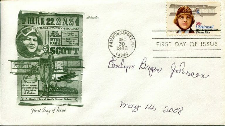 EVELYN BRYAN JOHNSON MAMA BIRD PILOT CIVIL AIR PATROL SIGNED AUTOGRAPH FDC
 COLLECTIBLE MEMORABILIA